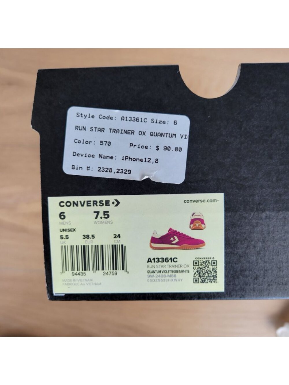 ⭐Converse Run Star Trainer Ox Suede Sz 6 Men's Shoes Sneakers Violet A13361C New - Picture 7 of 10
